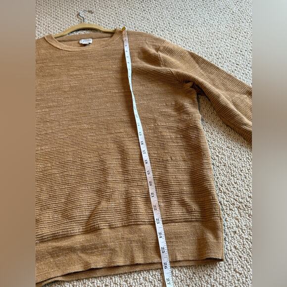J. Crew Men’s Knit Sweater Gold Tan Size XL Fitted 100% Cotton Layer Textured - Picture 5 of 7
